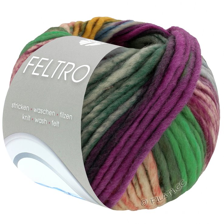 Lana Grossa FELTRO Bosco | 722-geel/zalm/smaragd/braam/groengrijs/rood violet/jeans