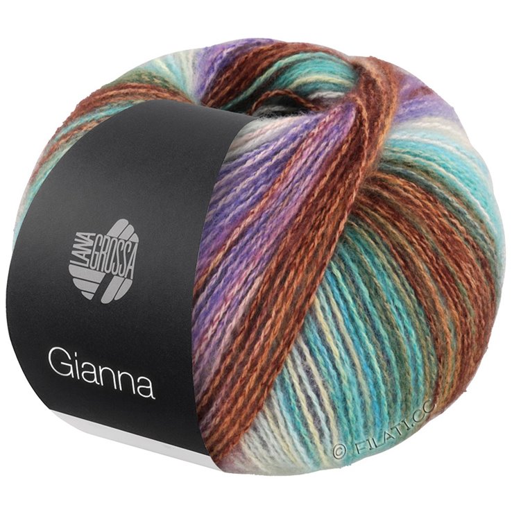 Lana Grossa GIANNA | 01-turkoois/bruin/violet/rose/munt/ruwe witte