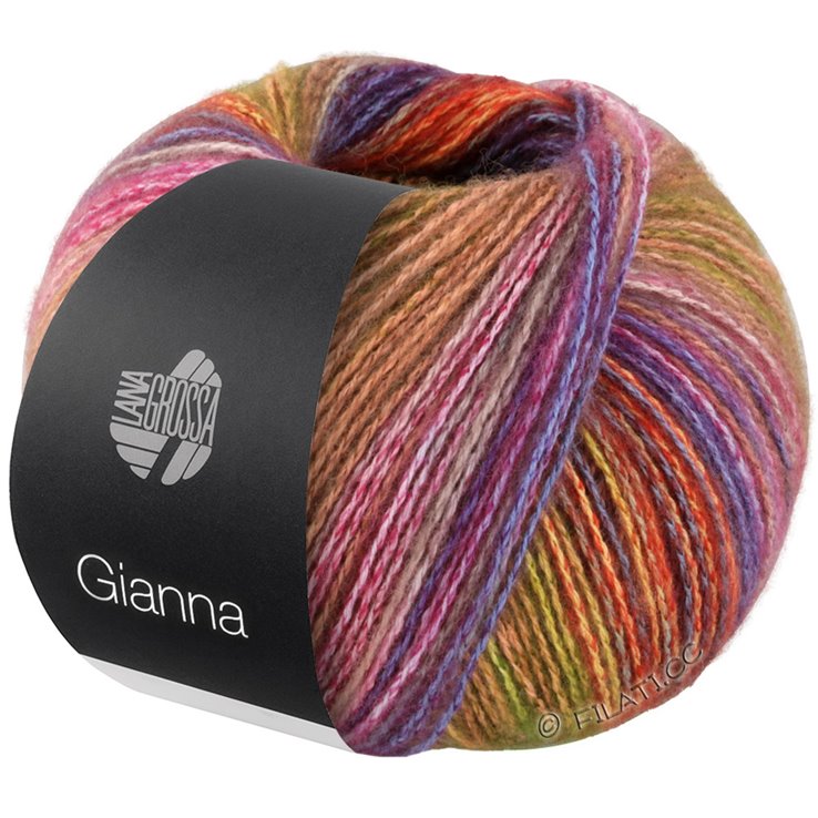 Lana Grossa GIANNA | 02-grijs blauw/oranje/geel/groen/rood/violet/petrol