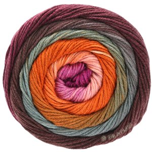 Lana Grossa GOMITOLO ALOHA | 309-braam/rood violet/foksia/zalm/oranjerood/grijs bruin/grijs/pruim