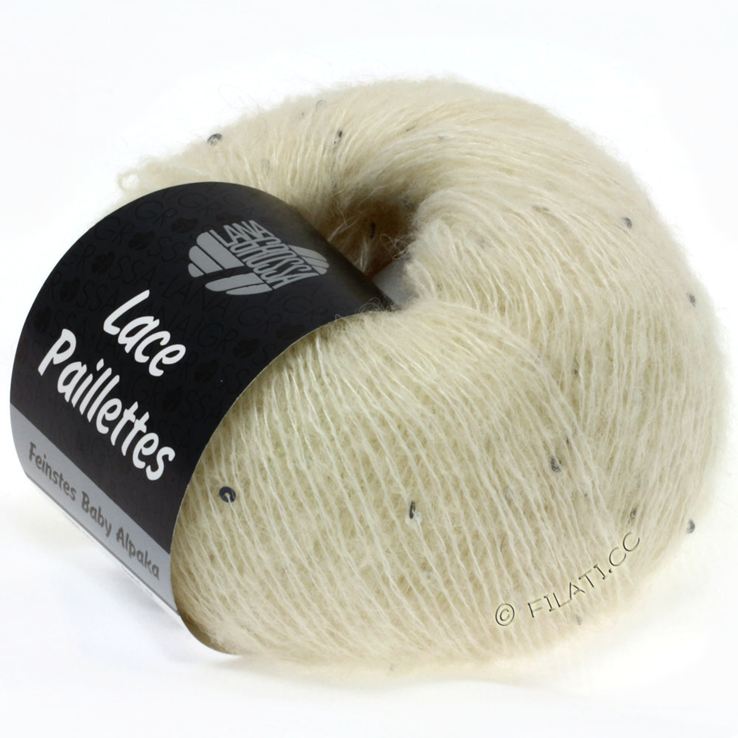 Lana Grossa LACE Paillettes | 01-ruwe witte