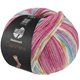 Lana Grossa MEILENWEIT 100g Cashmere Pista | 146-donkere fuchsia/wit/oker/turkoois/licht blauw gestreept