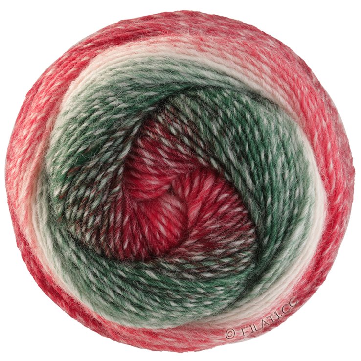 Lana Grossa GOMITOLO (Christmas Edition) | 114-rood/ecru/witgroen/donker groen/braam/Wit rood gestreept