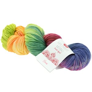 Lana Grossa MEILENWEIT 100g Merino Hand-dyed | 409-geelgroen/donker groen/roest/oranje/limoen/grijs violet/antieke violet/grijs groen