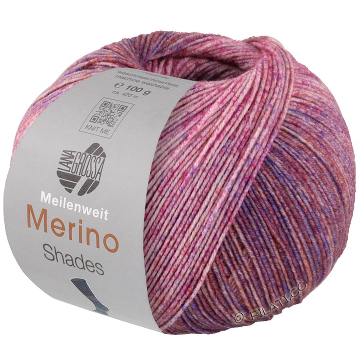 Lana Grossa MEILENWEIT 100g Merino Extrafine Shades | 7224-rose/felroze/oker/blauw violet/donker rood