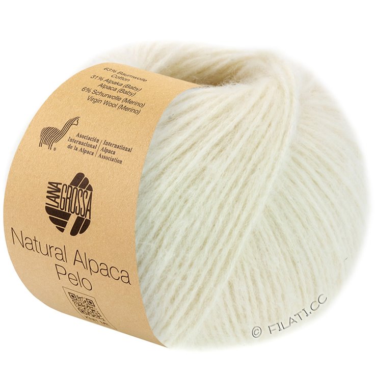 Lana Grossa NATURAL ALPACA Pelo | 001-ruwe witte