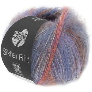 Lana Grossa SILKHAIR PRINT | 405-jeans/zilvergrijs/rood violet/roest/grijs