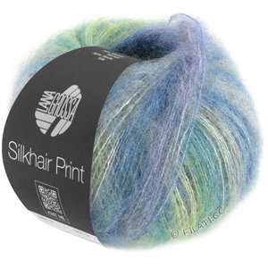 Lana Grossa SILKHAIR PRINT | 424-grijs groen/zeegroen/geelgroen/petrol/rook grijs/blauw