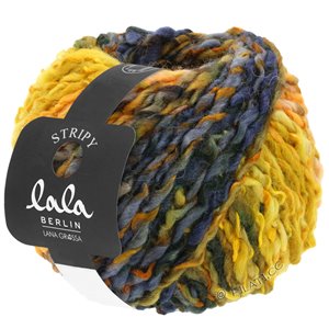 Lana Grossa STRIPY (lala BERLIN) | 08-oranje/blauwgrijs/licht groen/donker groen