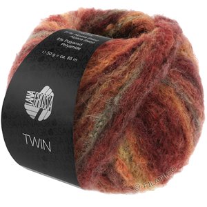 Lana Grossa TWIN 50g | 210-donker rood/terracotta /baksteenrood/grijs groen/kameel