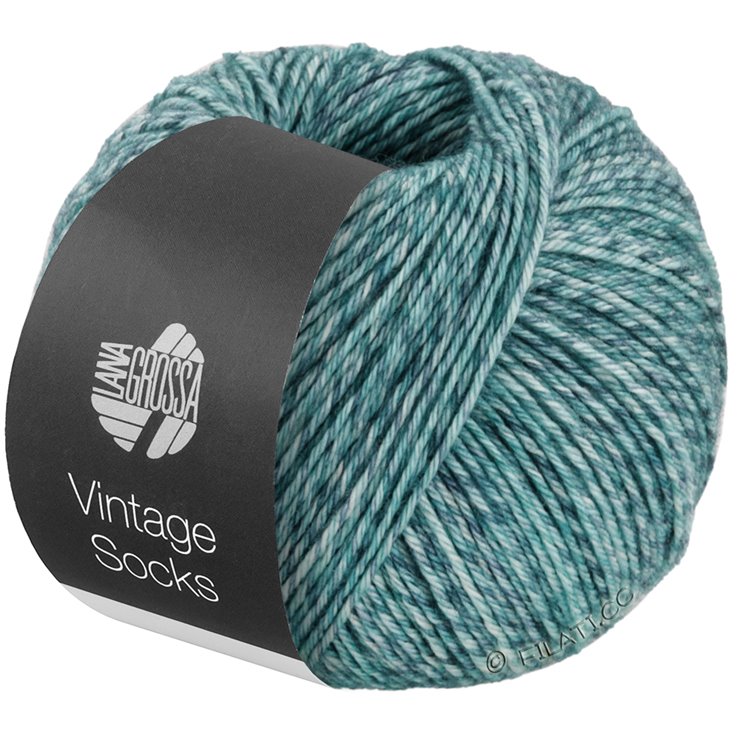 Lana Grossa Vintage Socks | 1003-munt gemêleerd/grijs blauw gemêleerd/jeans gemêleerd/petrol gemêleerd