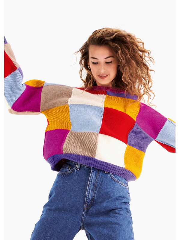 Lana Grossa TRUI MET BONTE VIERKANTEN Landlust Alpaka Merino 100