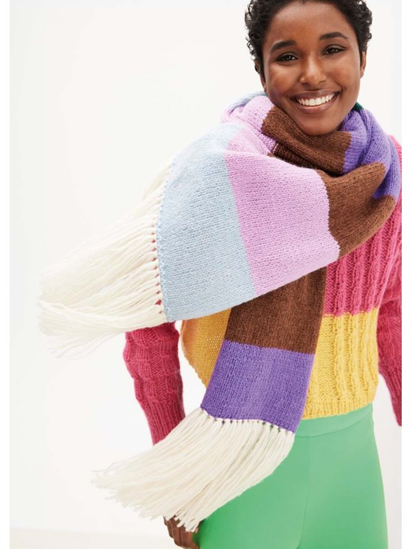 Lana Grossa SJAAL IN TRICOTSTEEK MET STREPEN Brigitte No. 2