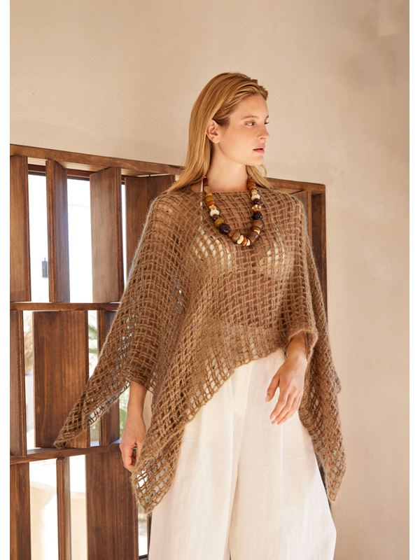 Lana Grossa GEHAAKTE PONCHO Natural Superkid Tweed