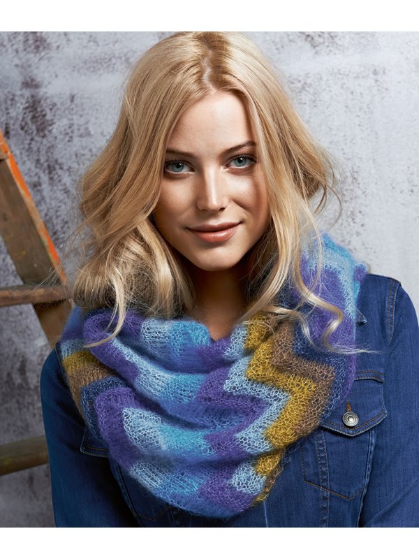 Lana Grossa LOOP IN ZIGZAGPATROON IN STREPEN Silkhair