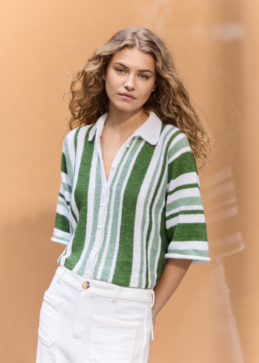 POLOVEST MET STREPEN  Ecopuno van Lana Grossa