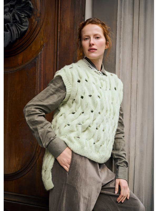 Lana Grossa SLIPOVER IN KABELPATROON Nebbia