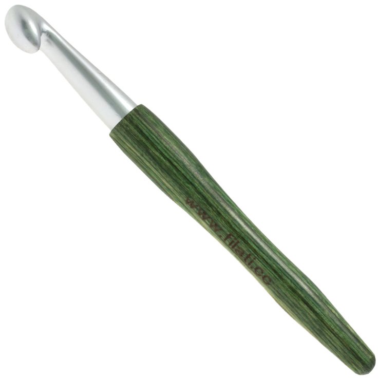 Lana Grossa Haaknaald Aluminium met Houten Greep Designer Hout Signal dikte12,0