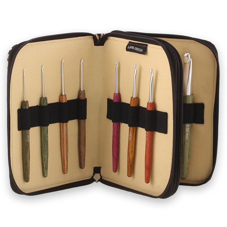 Lana Grossa Haaknaaldenset Aluminium met Houten Handvart Designer Hout Signal